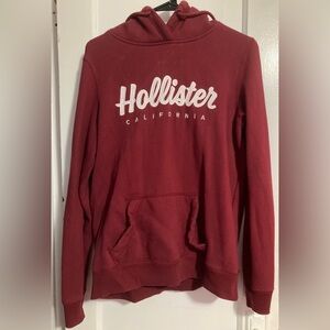 California Hollister Women Burgundy Dark Wine Red with White Hoodie Sweater M